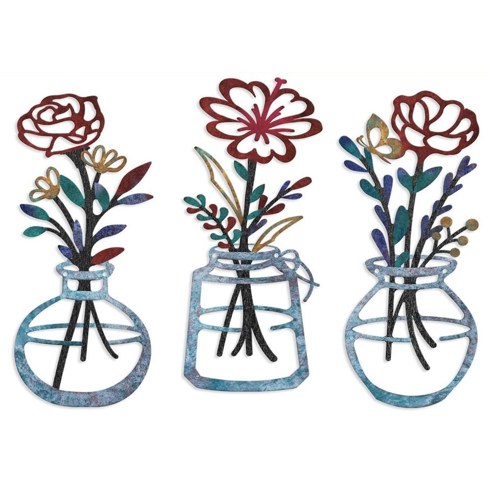 3pcs Metal Flower Wall Art - Rustic Farmhouse Decor Minimalist Flower Wall🖖